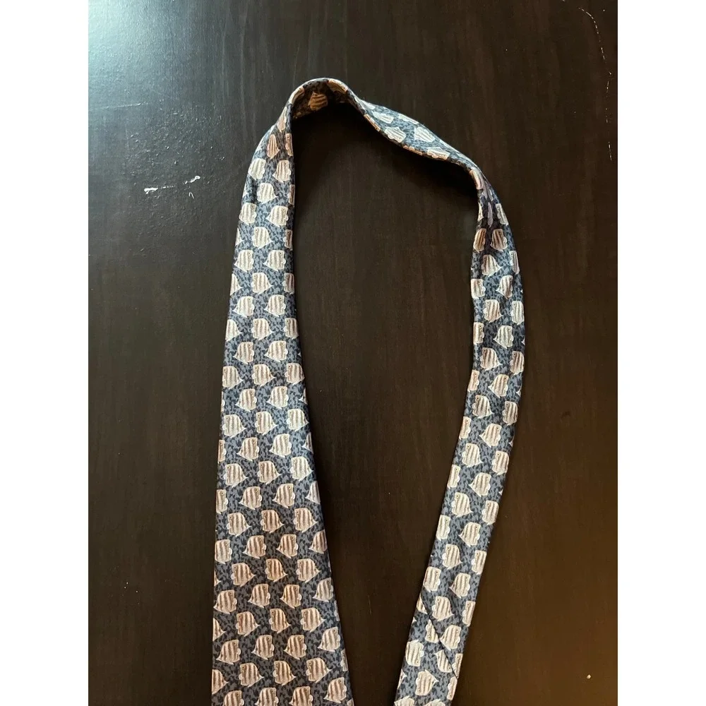 Stonehenge Tie Silk‎ Blue w/ brown/yellow fish